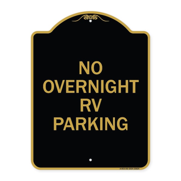 Signmission Designer Series Sign No Overnight RV Parking, Black & Gold Aluminum Sign, 18" x 24", BG-1824-23824 A-DES-BG-1824-23824 - main